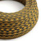 Cavo Elettrico rotondo rivestito in Cotone Bicolore Giallo Dorato e Antracite RP27-5 Metri, 2x0.75