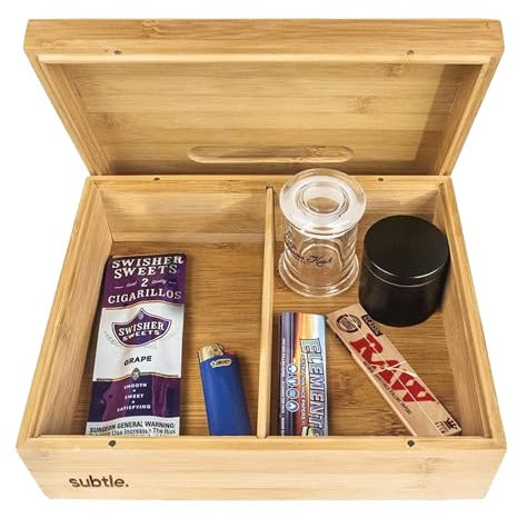 Lowkey Rolling Tray Stash Box - Extra Large Storage Space - Lid Converts Into Rolling Tray - Discrete Design to Organize All Smoking Accessories