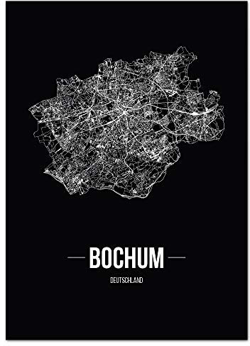 JUNIWORDS Stadtposter - Wähle Deine Stadt - Bochum - 60 x 90 cm Poster - Schrift B - Schwarz