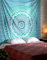 RAJRANG BRINGING RAJASTHAN TO YOU großer Mandala-Wandteppich im King-Size-Format fur Schlafzimmer und Wohnzimmer, Wandbehang, Ombre-Wandteppiche aus Baumwolle, Meeresgrun, 228 x 274 cm