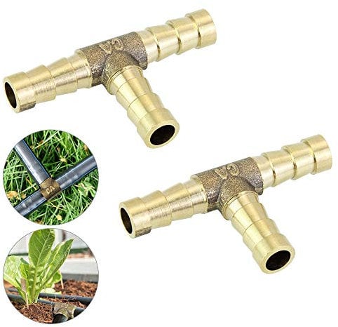 Favengo 2Stk Messing T Verbinder Messing 8mm Messing Verbinder 3 Wege T Schlauchverbinder für Kraftstoff Luft Wasser Gas Öl