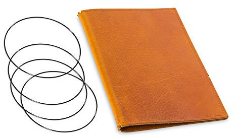A5, revolutionäres, nachhaltiges X17-Konzept für Notizbuch, Personal Organizer und Terminplaner/Hülle für 3 Hefte! Belgisches Leder hell- braun, cognac, Made in Germany,17 Jahre Garantie*