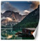 Feeby Vlies Fototapete See Berge Felsen 150x150 cm Grün Tapeten Wandekoration Wohnzimmer Schlafzimmer Büro Flur Hafen Wolken Wald