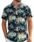 Loveternal Chemise Palmier Homme Manches Courtes Funky Palm Chemise Palmier Casual Button Down Leaves Hawaii Shirt XL