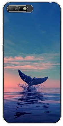 KARTXITAI Hülle Kompatibel mit Huawei Y6 2018, Stoßfeste Schutzhülle mit Weiche Silikon Bumper Case Handyhülle Anti-Kratzt Transparent Rückseite - Delfine,Meer