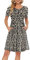 AUSELILY Women's Short Sleeve Pleated Loose Swing Casual Dress with Pockets Knee Length Leopard XL