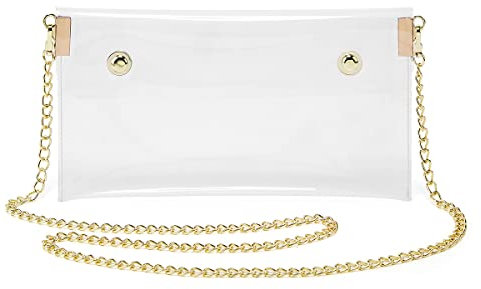 SIVENKE Durchsichtige Tasche Transparente Damen Umhängetasche Kleine Kette Schulterriemen Crossbody Bag, Klare Handtasche Clutch Geldbörsen für Sportereignis Konzert Prom Party Präsent