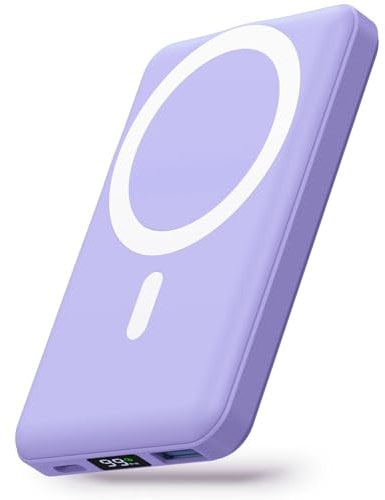 Yiisonger Batterie Externe Magsafe, 10000mAh Power Bank Magnétique Charge Rapide 22.5W avec USB-C écran LED Mag-Safe Chargeur Portable Compatible pour iPhone15/14/13/12/Pro/Pro Max(Violet)