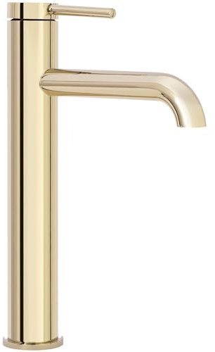 Rubinetto per lavabo Rea Spot Miscelatore da bagno in ottone alto dorato Rubinetto monocomando per lavaggio a mano regolabile caldo e freddo (Oro)