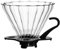 Cafetera de vertido compatible con V60 tamaño 02, 1-4 tazas, gotero de café de vidrio cónico reutilizable con asa, café de preparación lenta para café, viajes, hogar y oficinas, color negro 01