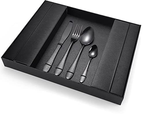 Cutlery set 24-Piece Stainless Steel Flatware Cutlery Set, Silverware Set with Gift Box, Includes Knives/Forks/Spoons Mirror Polished Dishwasher Uses Safe