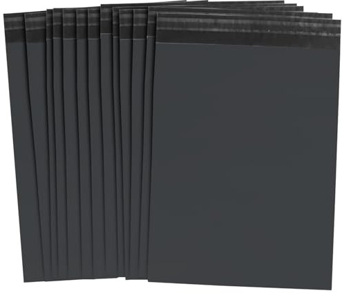 100 Versandtaschen, schwarz, aus Kunststoff, selbstklebend, für Postkarten, Pakete für Versand, Kunststoff, verschiedene Umschläge (152 x 228 mm)