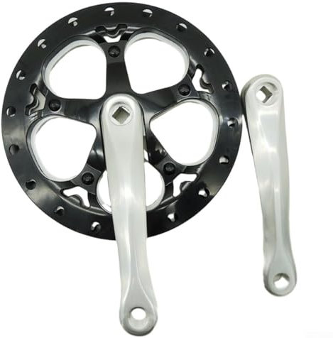 Disco plegable de bicicleta de 52 dientes 170 mm de aluminio con agujero cuadrado, rueda de cadena para engranaje fijo 25 x 25 x 5 cm (plata + negro)