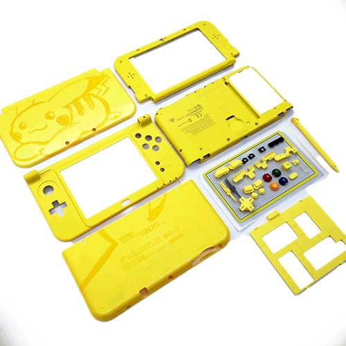 Limited - Carcasa completa para 3DSXL 3DSLL, repuesto amarillo PKQ, para nuevas consolas 3DS New3DS XL LL New3DSXL, placas de cubierta exterior, botones, tornillos, protectores, enchufes
