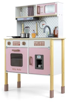 Kinderküche aus Holz mit leuchtenden Accessoires Björn Milly Mally (Pink)