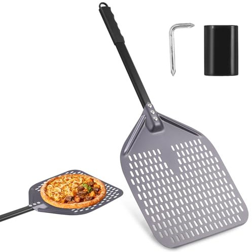 LEAZZLE Pelle à Pizza 71 * 30cm,Pizza Pelle à Pizza Ronde en Acier Inoxydable Ronde,aluminium anodisé dur glisser facilement pierre à pizza,pour Cuisson au Four,Cuisinez Délicieuses Pizzas Maison