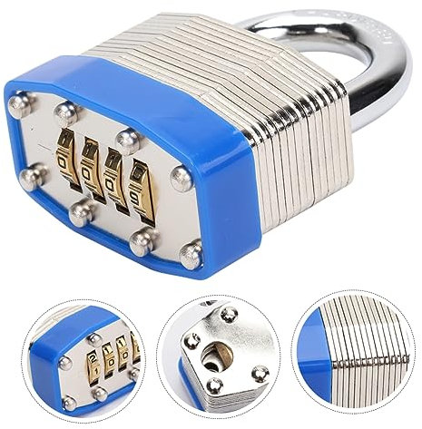 HOMSFOU 1 Pc contraseña candado aire libre cerraduras exteriores para portones 4 candado cerradura seguridad candados de seguridad azul candado doméstico bloqueo de viaje planchar Blue