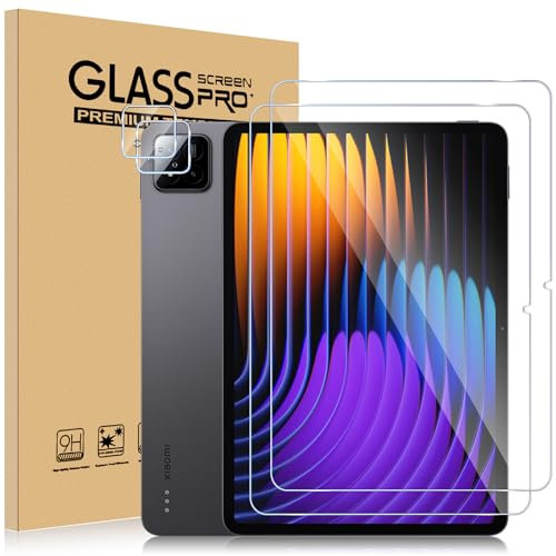 ELYCO Protector Pantalla Compatible con Xiaomi Pad 7 / Pad 7 Pro, 2 Piezas Cristal Templado + 2 Piezas Protectores de Cámara, 9H Dureza Anti-Arañazos, Sin Burbujas, Ultra HD Transparente