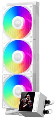 PCCOOLER DC360 360mm AIO CPU Cooler, 2.4-inch IPS LCD, ARGB Fans, White