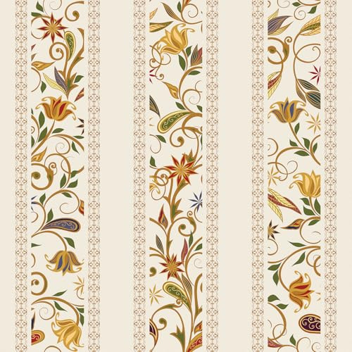 Skyblur Selbstklebend Vintage Barock Tapete Schlafzimmer Beige Blumentapete Vintage Tapeten Wohnzimmer Muster Selbstklebende Wandtapete Dschungel Tapete 260cm X 44.5cm Klebetapete Selbstklebend Wand