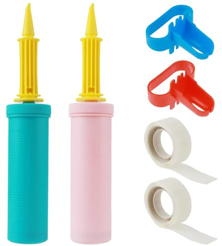 Pompe à ballons manuelle, pompe à air pour ballons avec 2 œillets noués et 2 rouleaux de points adhésifs, pour les décorations de mariage et de fête