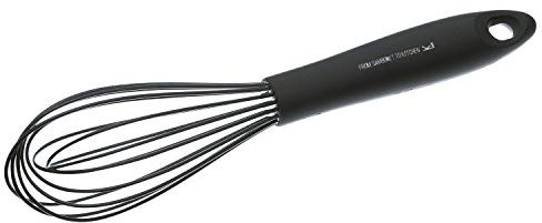 Sambonet 51595B30 Fouet de Cuisine 6 fils Anti-Rayures, Ustensile de Cuisine pour Pâtisseries, Noir, Silicone, 30cm