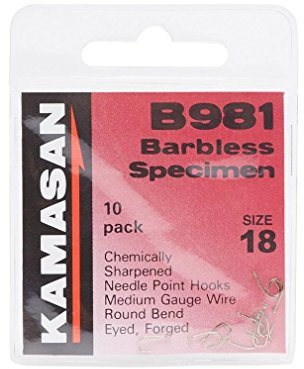 Kamasan B981 Barbless Specimen Eyed Hooks