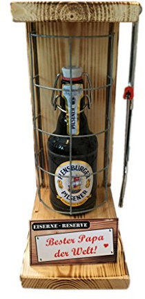 Flensburger Pils - Biergeschenke für Männer lustig Papa Geburtstag Weihnachten Eiserne Reserve Gitter Text rot Bester Papa der Welt Bier (1 x 0.33l)