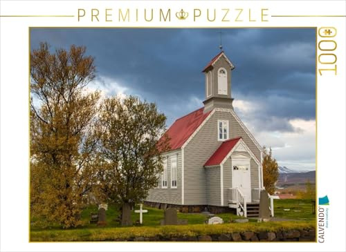 CALVENDO Puzzle Die alte Kirche von Reykholt | 1000 Teile Lege-Größe 64 x 48 cm Foto-Puzzle für glückliche Stunden