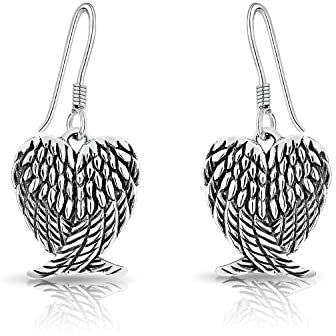 DTPsilver - Damen - Ohrringe 925 Sterling Silber Engels-Flügel Herz
