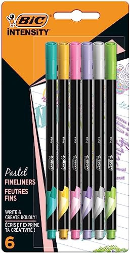 BIC Intensity Fineliner, Filzstifte in 6 verschiedenen Pastellfarben, mit feiner Spitze, für Bullet Journal & Mandala