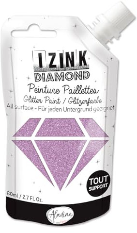 Aladine - Izink Diamond - Peinture Pailletée - Ultra Concentrée en Paillettes - Décoration Tout Support - DIY et Loisirs Créatifs - Made in France - Gourde Souple 80 ml - Rose, Taille unique
