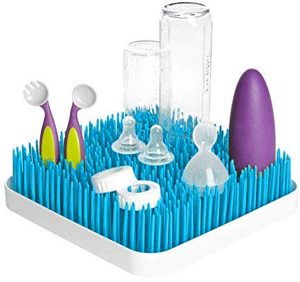 Escurridor para secado de biberones Lawn Tendedero para con diseño de césped tamaño grande (Azul)