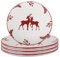 Stoneware Dinner Plate Set of 4 White Reindeer Dishwasher Microwave Safe Dinner Plates - D28cm