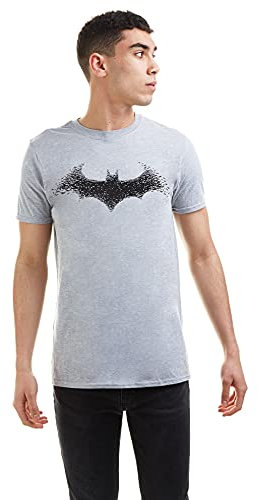 DC Comics Men's Batman Bat Logo T Shirt, Heather Grey, L UK