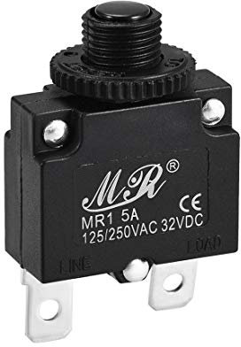 sourcing map Thermique Disjoncteurs 125/250V AC 32V DC Pousser Bouton Manuel Réinitialiser Surcharge Protecteur Interrupteur 5A 1Pcs