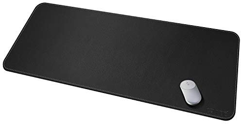 CENNBIE Extended Mega Size Professionelle Schreibtischunterlage Leder, 130 * 60cm XXXL Large Mouse Pad,für Full Desk - Genähte Kanten (Schwarz)