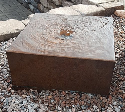 garten-wohnambiente Quader Würfel 60/60/30 cm Cortenstahl Roststahl Komplettset Säule Wasserspiel
