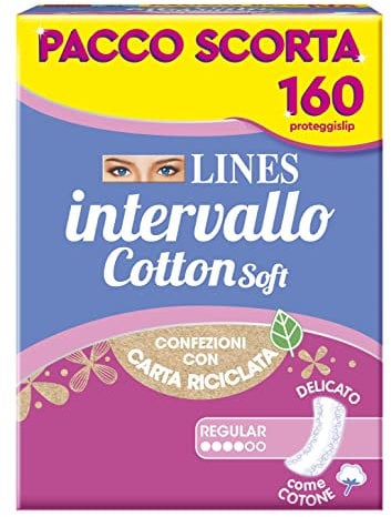 LINES INTERVALLO COTTON SOFT Disteso, PACCO SCORTA, Confezione da 160 Proteggislip