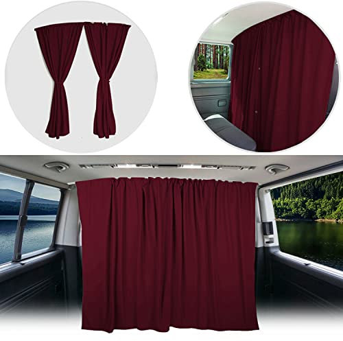 BREMER SITZBEZÜGE Abtrennung Fahrerhaus Sonnenschutz Führerhaus Gardinen Vorhang kompatibel mit VW Caddy 4 ab 2015 Weinrot Camping Wohnmobil Zubehör