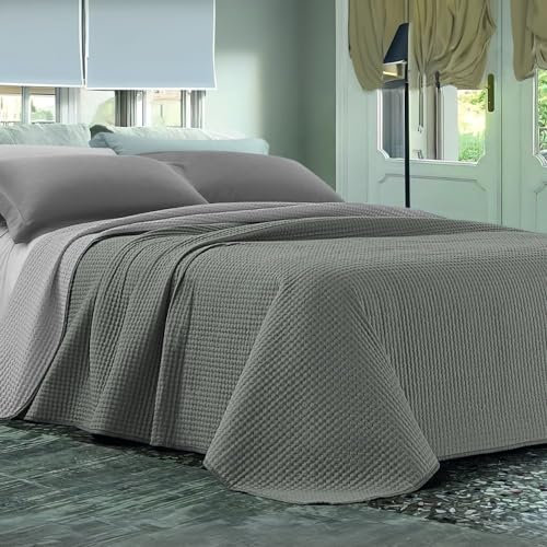 L'ANTICO ARCOLAIO - Trapunta Matrimoniale Primaverile Double Face (80gr/m2) in Microfibra, Copriletto Estivo Leggero 100% Made in Italy