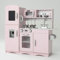 KIDOZ Signature Kids Wooden Kitchen, Large Pretend Role Play Kitchen With Realistic Oven, Microwave and Sink With Taps, Kitchen Playset With Sounds And Lights For Kids (Pink Kitchen With Utensils)
