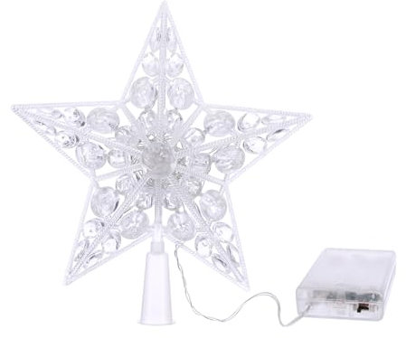 Uonlytech Christmas Tree Topper Crystal Star Tree Topper Rhinestone Christmas Star Light up Christmas Tree Stars Christmas Table Decoration Ornament Party Prop (Blue Light)
