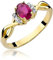Lumari Gold - Verlobungsring Damen Ring Gold 585 Echtgold 14k Gelbgold mit natürlichem Diamanten Damen Solitär Versprechen Ring Rubin Edelstein - Ringe Frauen - Brillanten