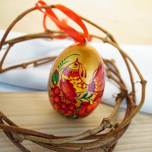 Floral Bemaltes Osterei Aus Holz 6-6,5 Cm Kunstvoll Handgefertigt Rustikale Ukrainische Ostereier
