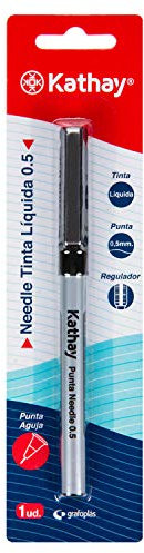 Kathay 86210710 Flüssigtintenroller, Schwarz, Nadelspitze, 0,5 mm