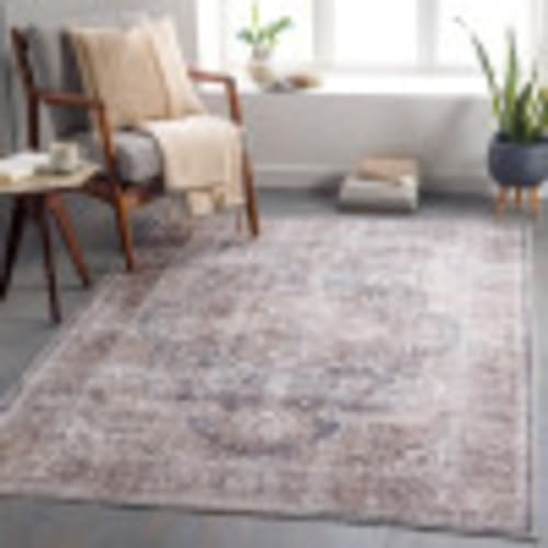Livabliss Ottawa Alfombra Salon Grande Tradicional Bohemia Habitacion Cocina - Alfombras Lavable Lavadora de Tejido Plano Grande, 160x200cm, Color Marrón, Gris, Carbón y Marfil