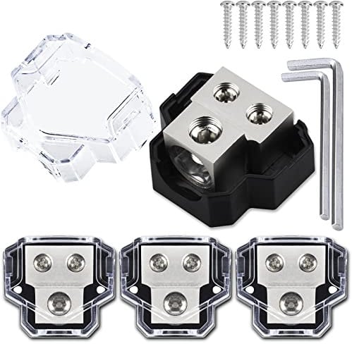 Hamolar 4pcs 2 Way Power Distribution Block, 0/2/4 Gauge in/4/8 Gauge Out Amp Power Distribution Connector Block for Car Audio Amplifier Splitter