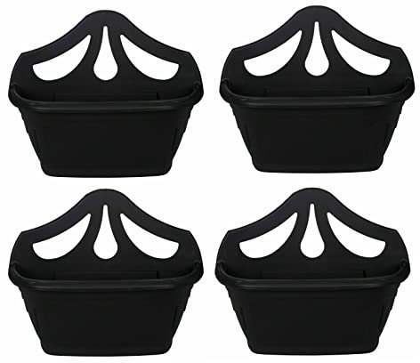 Fence Wall Planter Plant Flower Basket Pot Container Venetian Garden Box Plastic UK (Wall Planter 31 cm Black, 4)