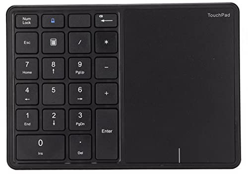 Kabelloser Nummernblock mit Touchpad, Bluetooth-Nummernblock für Laptop, 22 Tasten Wireless BT Dual Mode Numeric Keypad, 2.4G 2 in 1 Portable Financial Accounting Number Keyboard (Schwarz)
